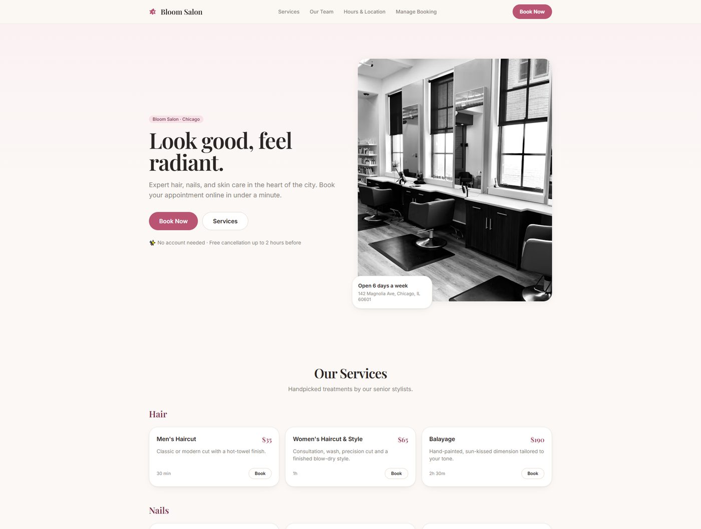 Bloom Salon Booking screenshot 1
